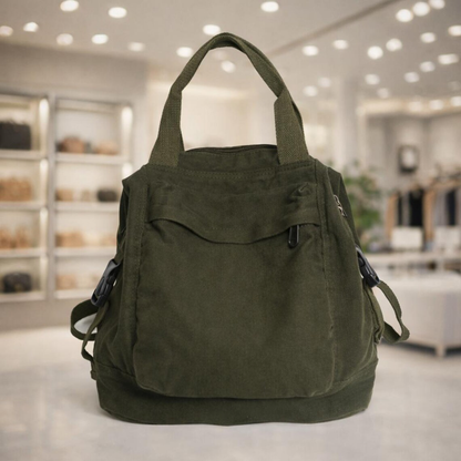 Wandelbarer Taschenrucksack im Minimalstil, umfunktionierbar als Handtasche und Rucksack